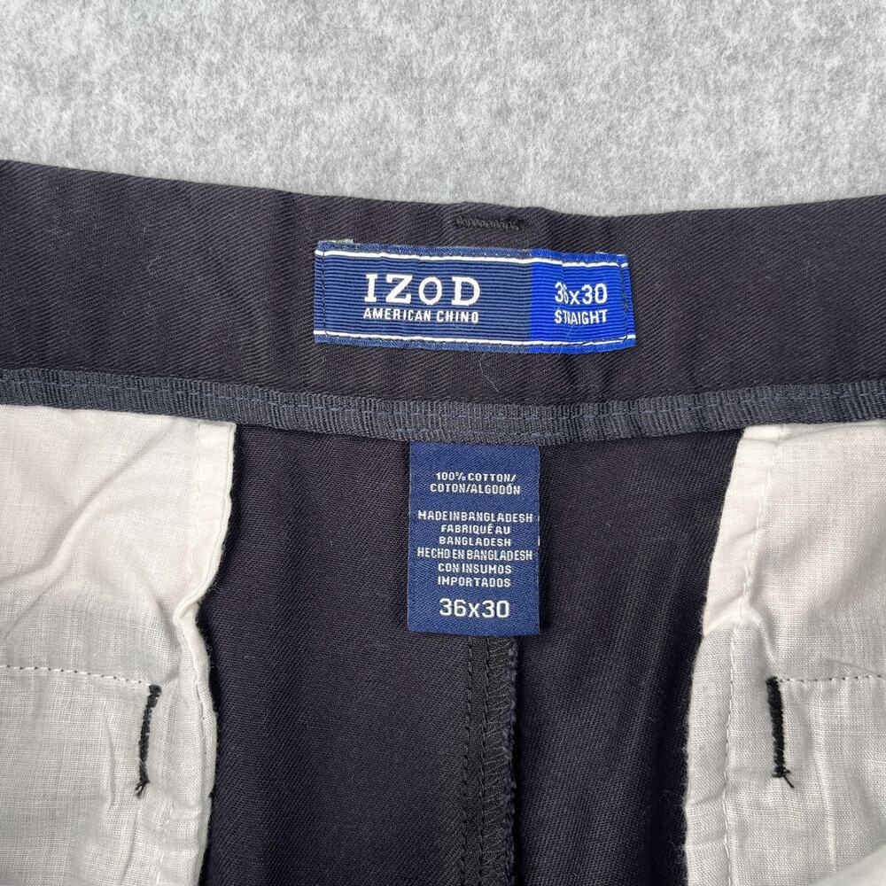 IZOD American Chino Pants Mens Size 36x30 Black casual Straight Classic - Picture 7 of 12